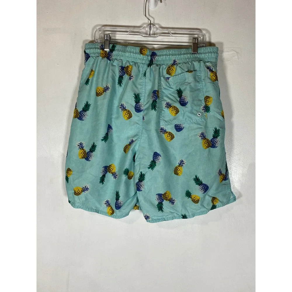 Old Navy Pineapple Swim Trunks Aqua Blue Tropical‎ Drawstring Lined Men's L